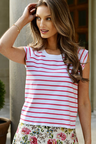 LILLA P GERANIUM STRIPE TEE