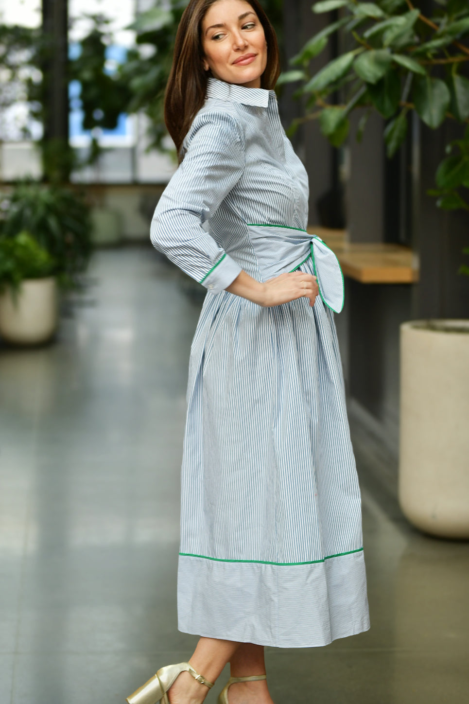 SHOSHANNA CLARICE BLUE STRIPE DRESS