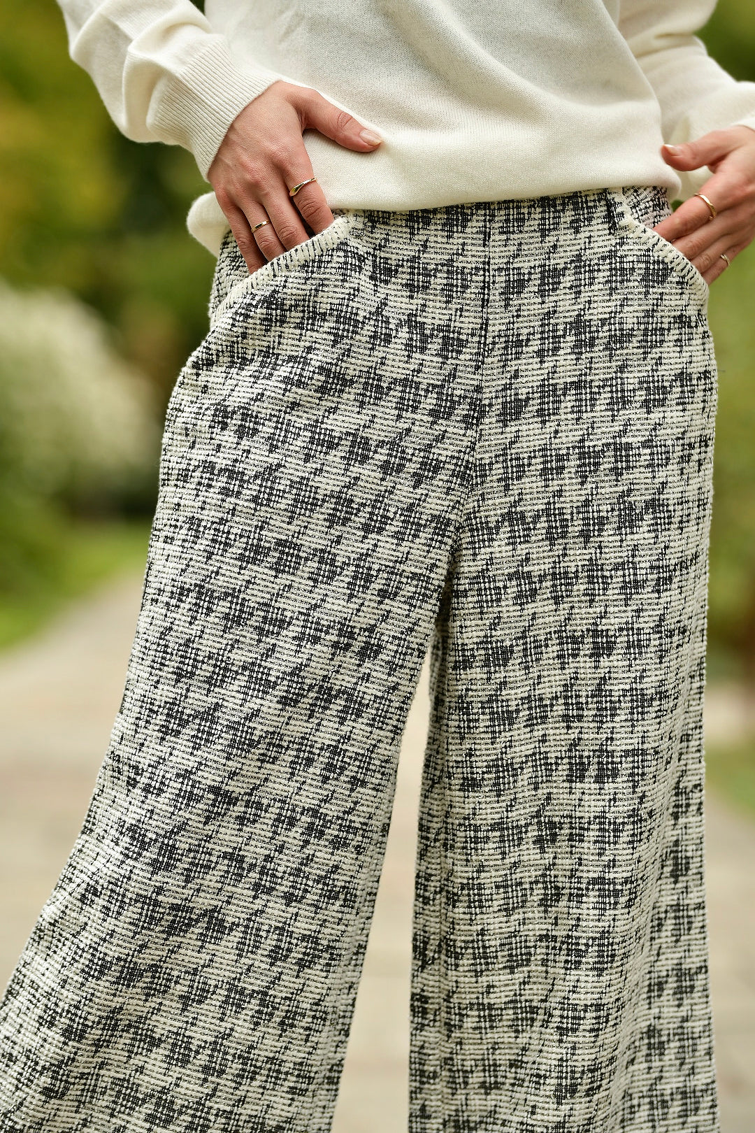 LYSEE TWEED PALAZZO HOUNDSTOOTH PANT