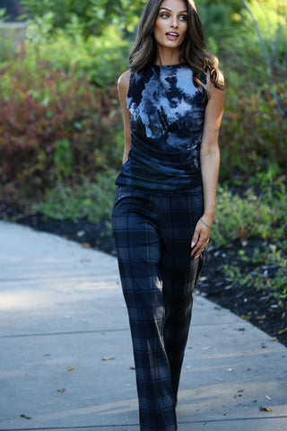 ESTELLE & FINN NAVY PLAID PANT