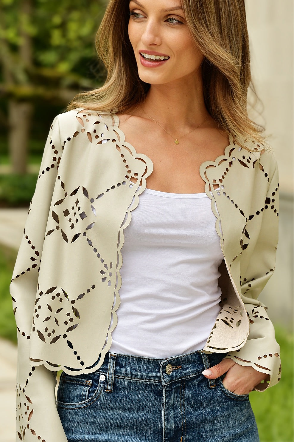 J. SOCIETY LAZER CUT STONE JACKET