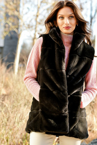 SAVE THE DUCK REVERSIBLE BLACK BROWN FUR VEST