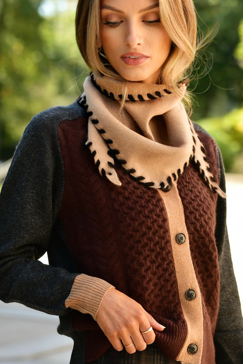 BRODIE CAMEL LACED SCARF