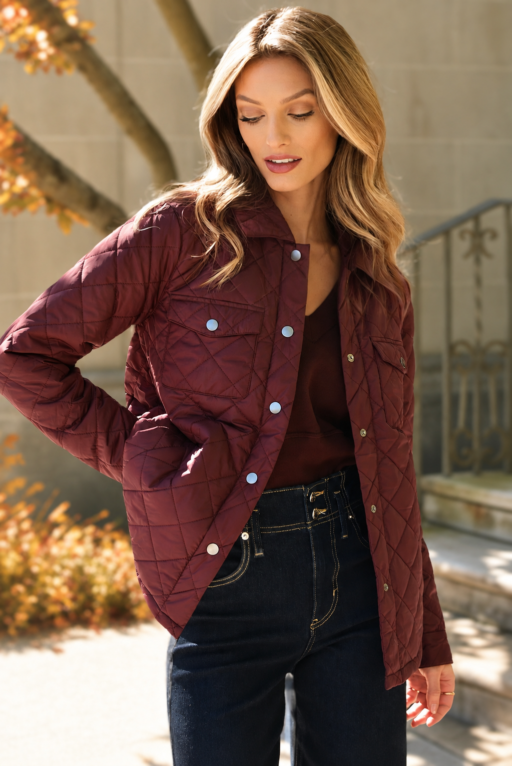 J. SOCIETY BORDEAUX  PUFFER QUILTED JACKET