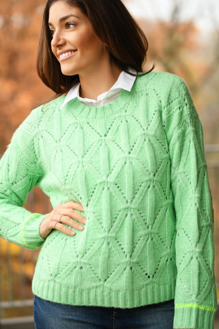 LISA TODD CABLE CREW NECK GREEN FAIRY SWEATER