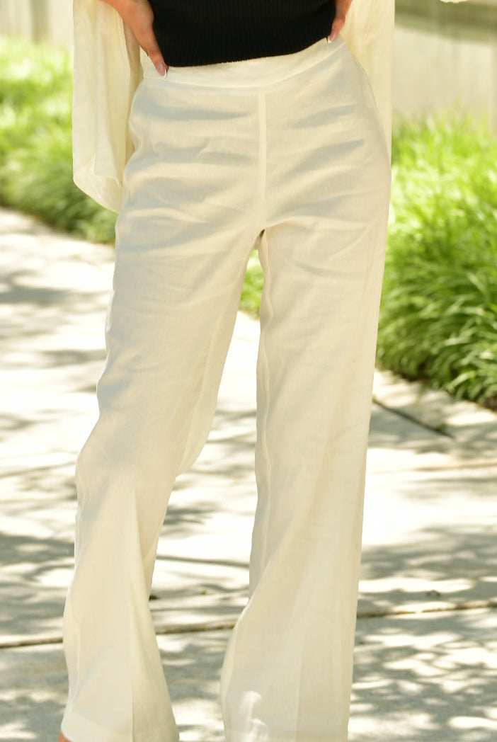ESTELLE & FINN IVORY LINEN PANT