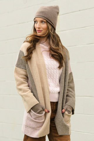 KINROSS BLUSH COLORBLOCK LONG CARDIGAN