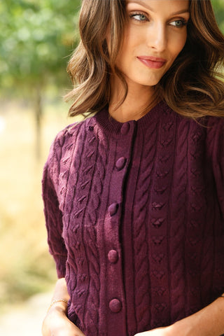 LIILLA P PLUM CARDIGAN