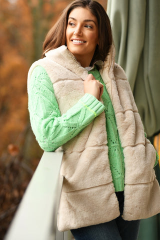 SAVE THE DUCK REVERSIBLE BEIGE FUR VEST
