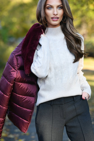 JACK & JO MOCK NECK SAND SWEATER