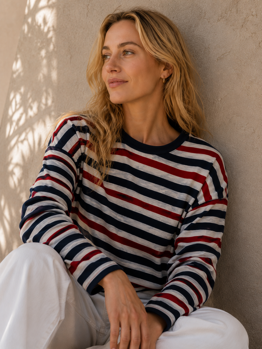 J. SOCIETY ROLL NECK NAVY STRIPE SWEATER