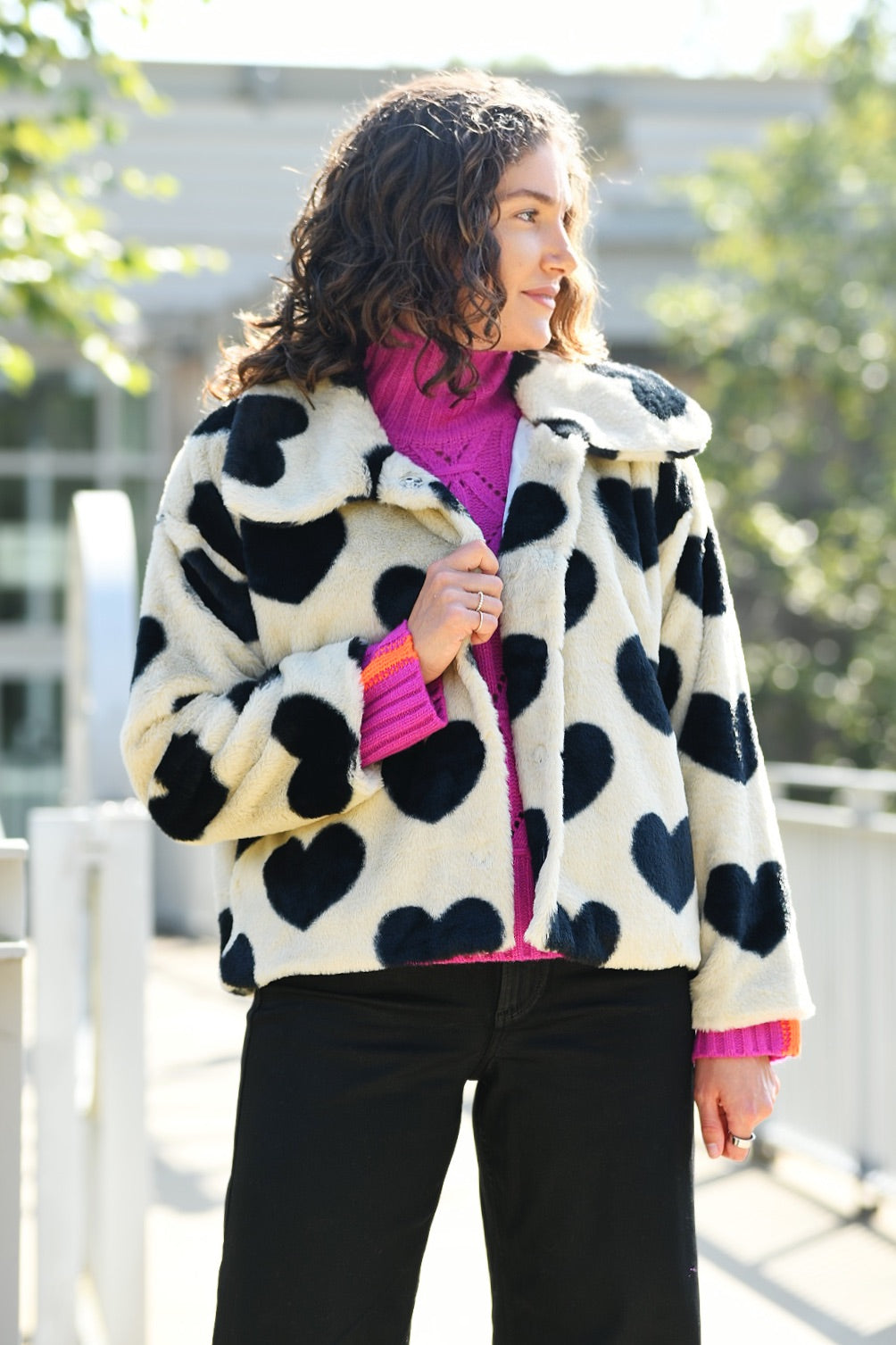 LISA TODD LOVE SHAG HEART SNAP JACKET