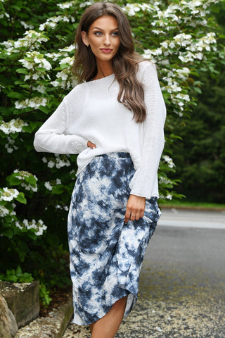 DREW MELANI TIE DYE INDIGO SKIRT