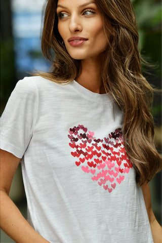 LISA TODD HEART BEATS WHITE TEE
