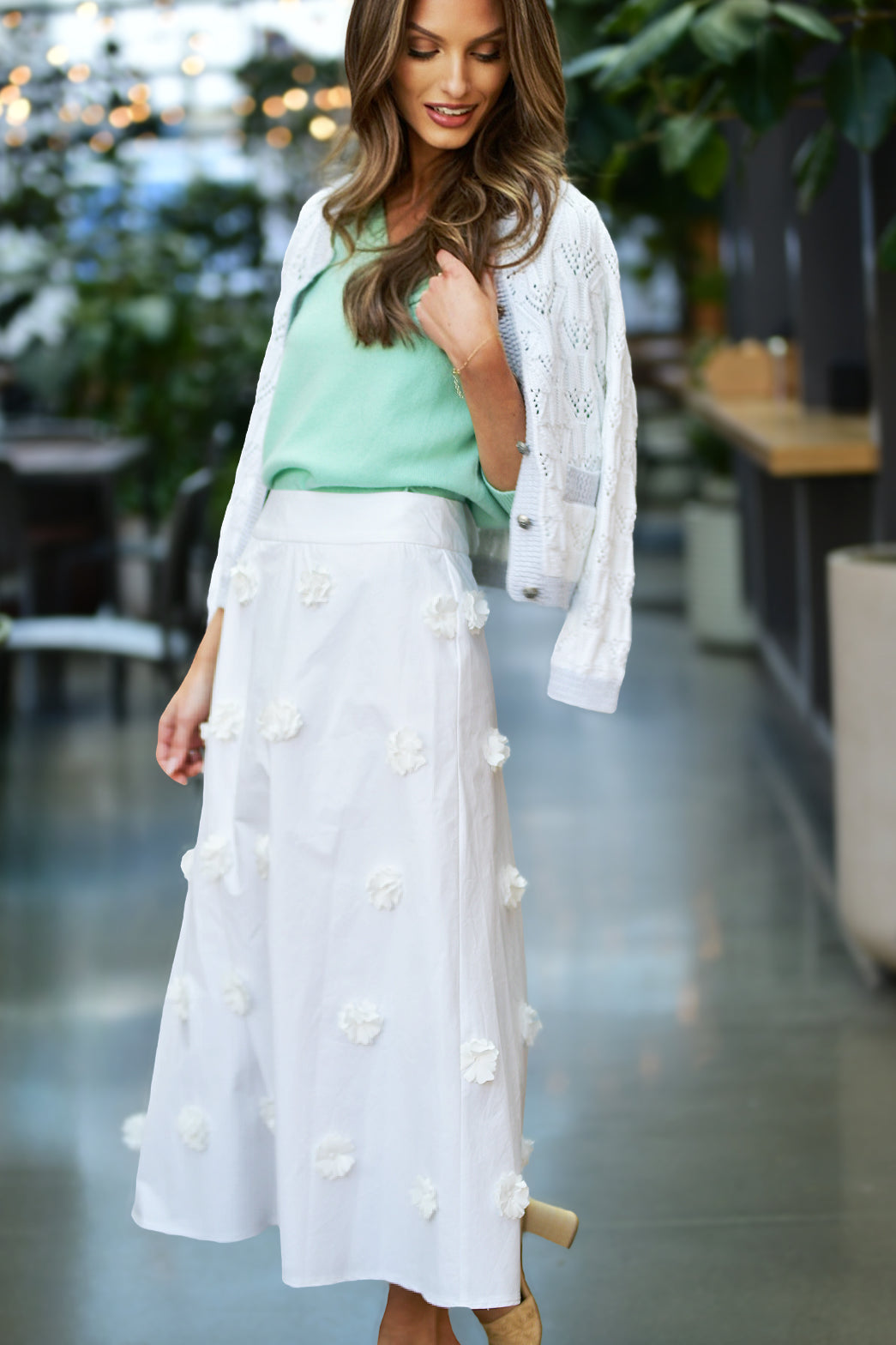 DREW CHARLIE WHITE EMBELLISHED SKIRT