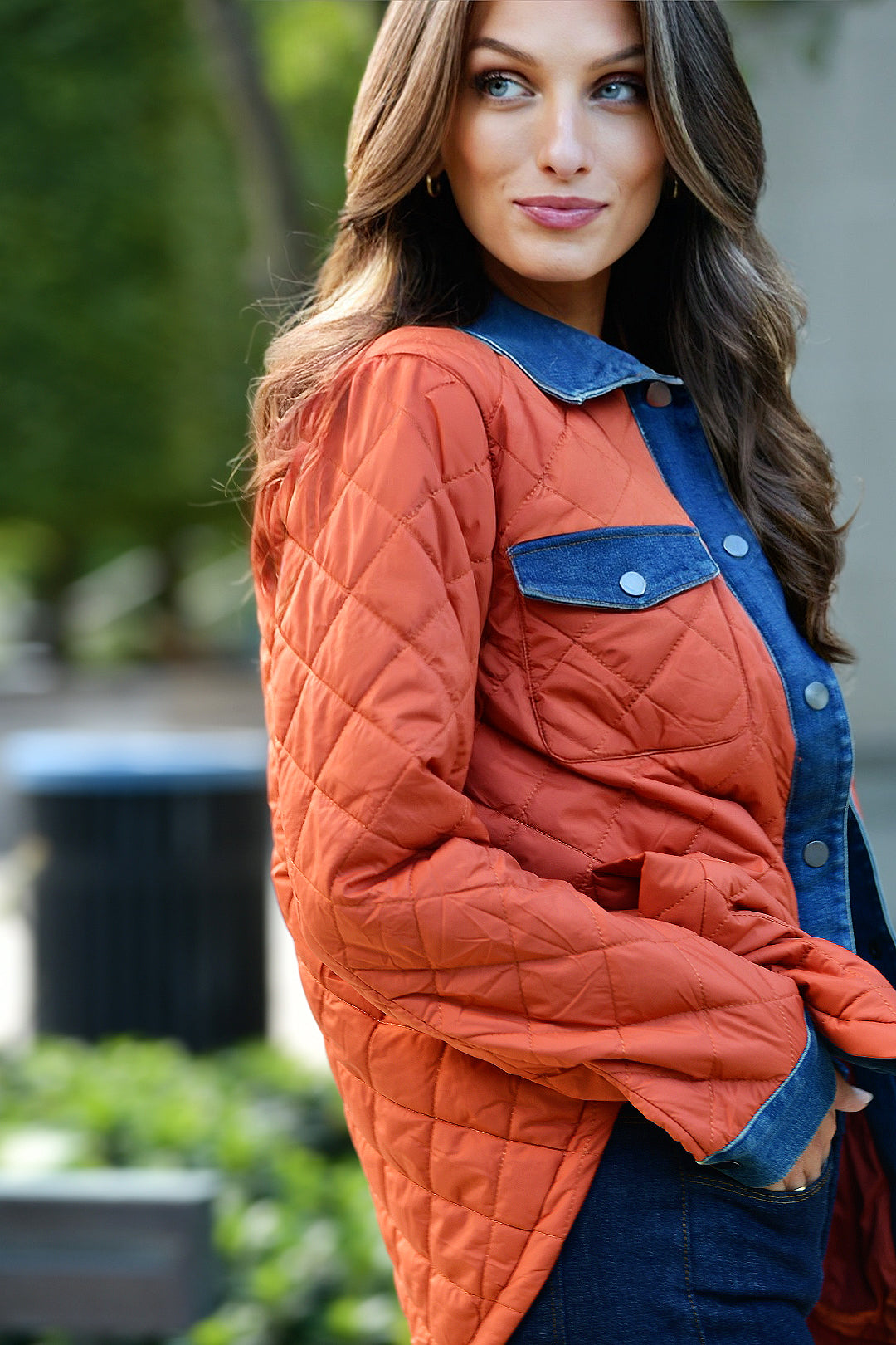 J. SOCIETY RUSSET PUFFER QUILTED JACKET
