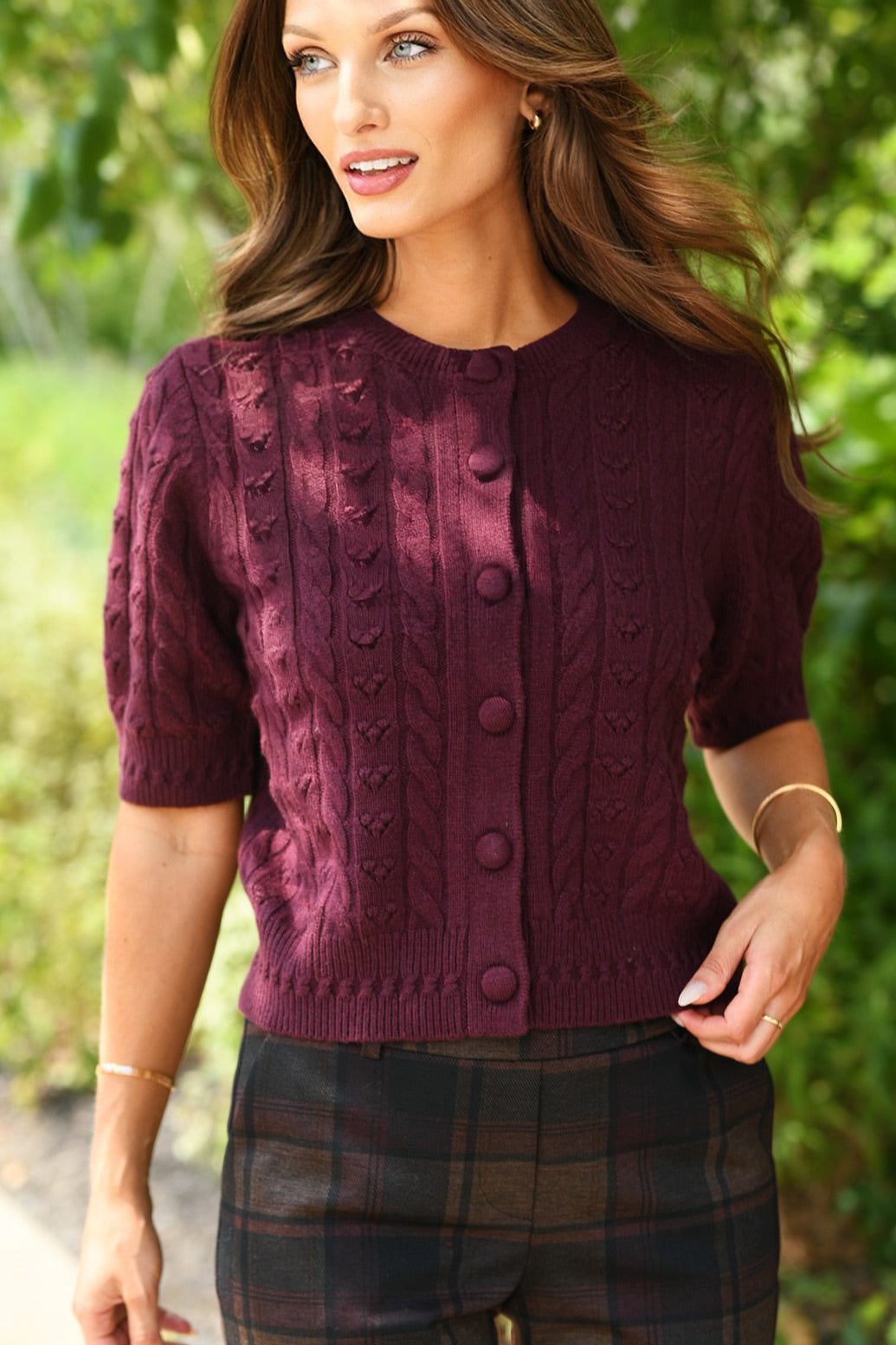 LIILLA P PLUM CARDIGAN