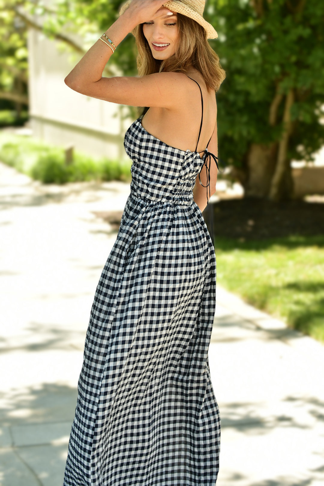 STATESIDE NAVY GINGHAM DESS