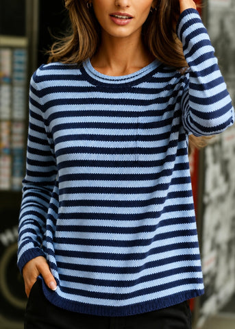 ARCHER BLUE AND NAVY STRIPE SWEATER