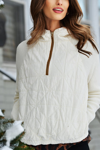 HELLO NITE QUARTER ZIP CREAM TOP