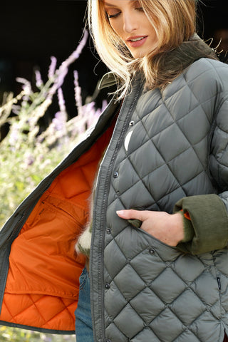 SAVE THE DUCK QUILTED GREIGE COAT