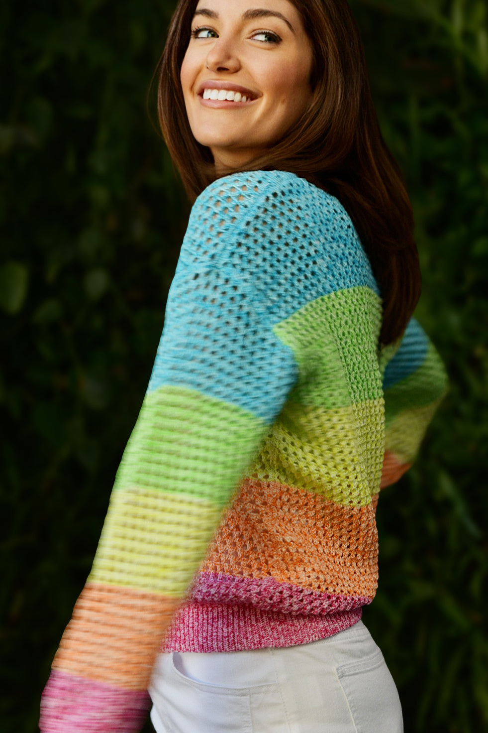 LISA TODD OPEN WEAVE COLOR BLOCK BELLI MULTI SWEATER