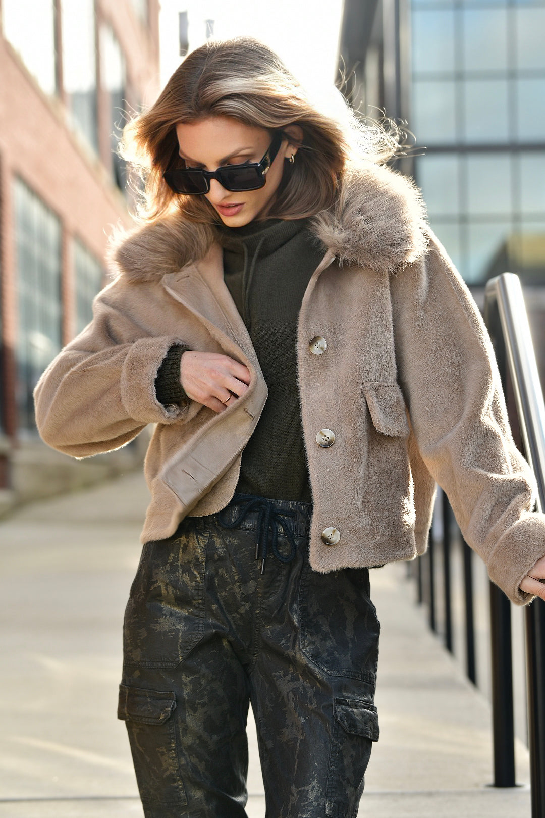 ZHRILL SAND FAUX FUR JACKET