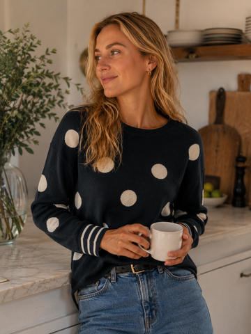 J. SOCIETY SILVER DOT CREW NECK SWEATER