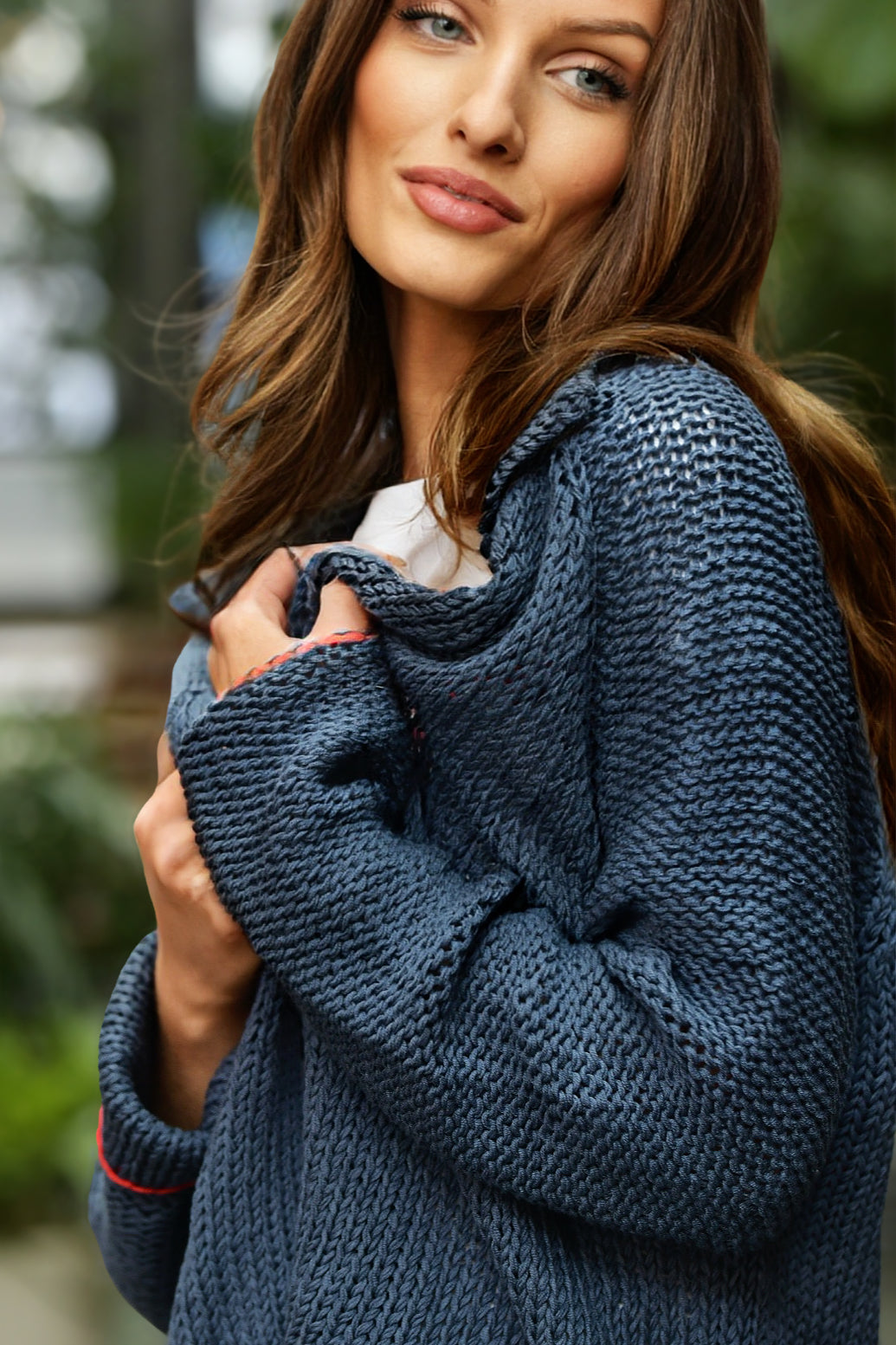 WOODEN SHIPS INDIGO HEART  LONG CARDIGAN