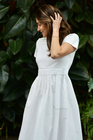 ELLIOTT LAUREN WHITE MIDI DRESS