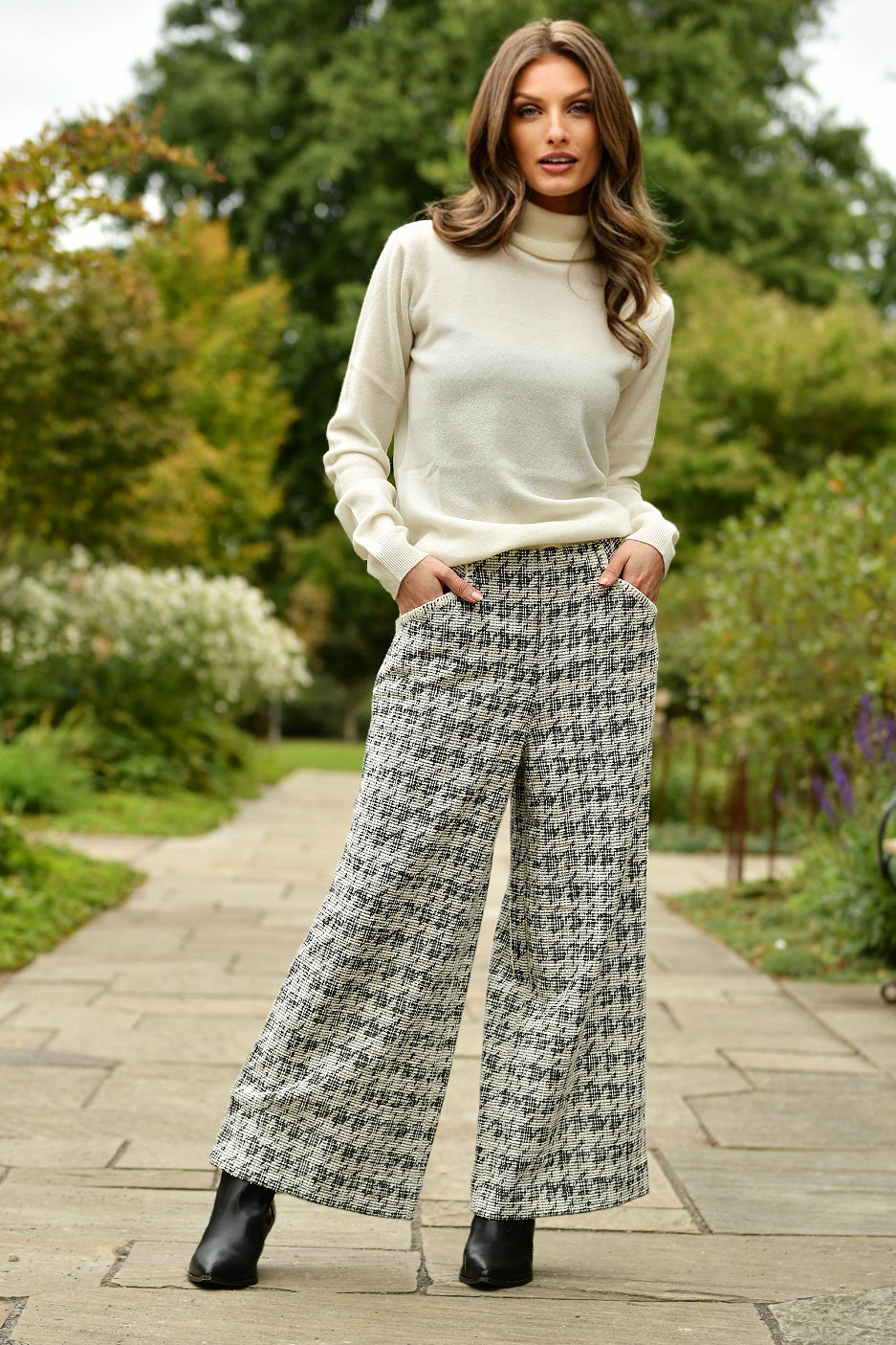 LYSEE TWEED PALAZZO HOUNDSTOOTH PANT