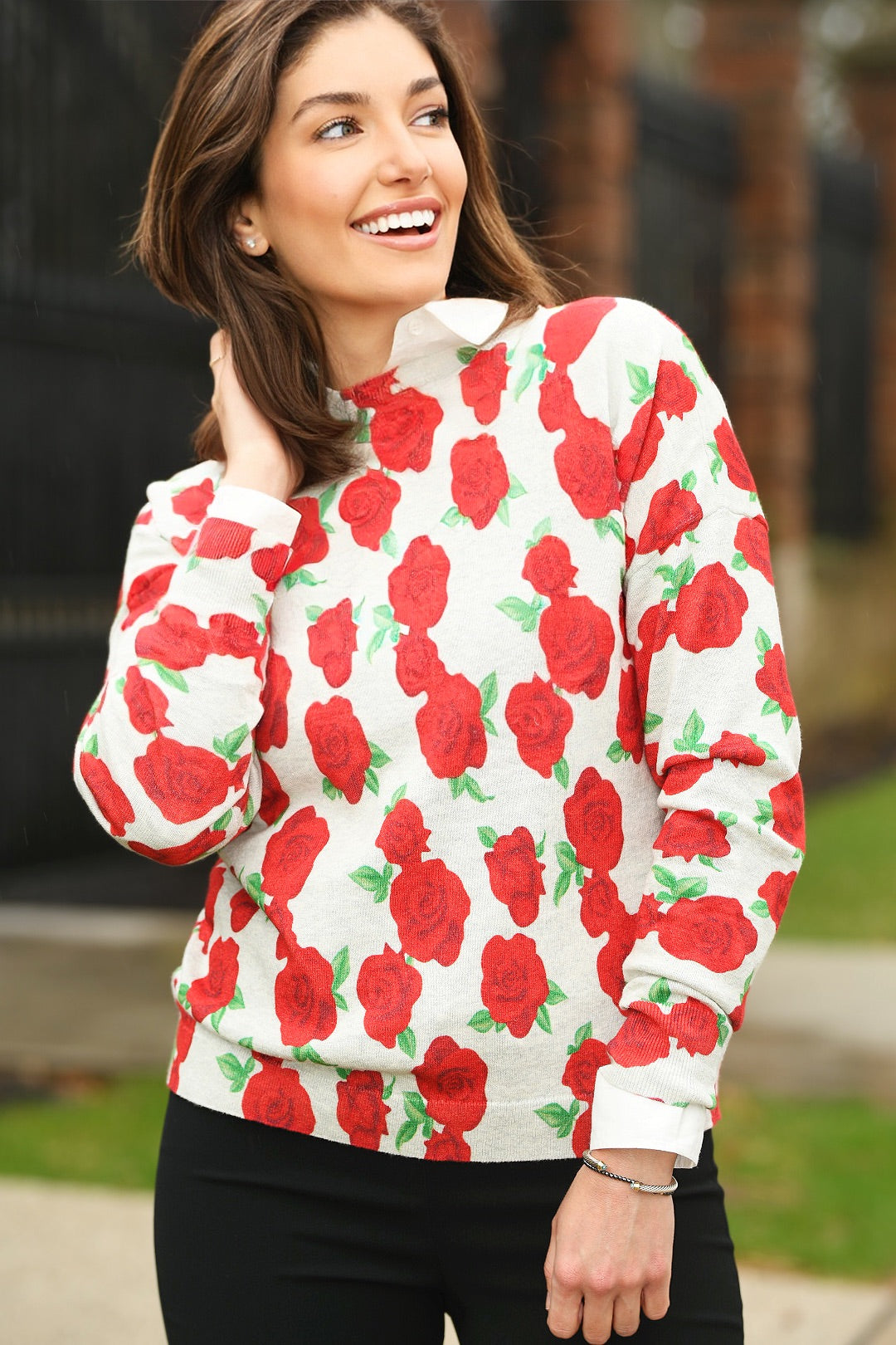 J. SOCIETY RED ROSES SWEATER