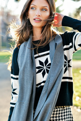 J. SOCIETY CREW NECK SNOWFLAKE SWEATER