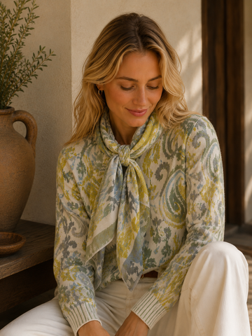 KINROSS PAISLEY CREW NECK SWEATER