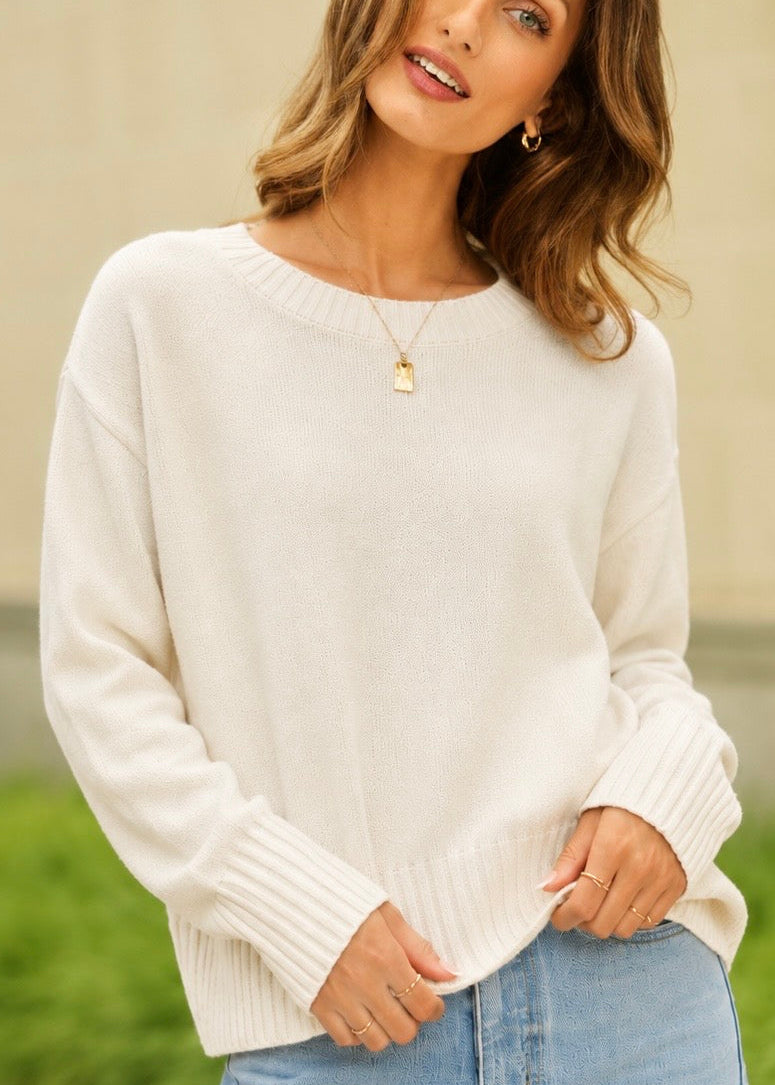 ARCHER ECRU CREW NECK SWEATER