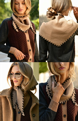 BRODIE CAMEL LACED SCARF