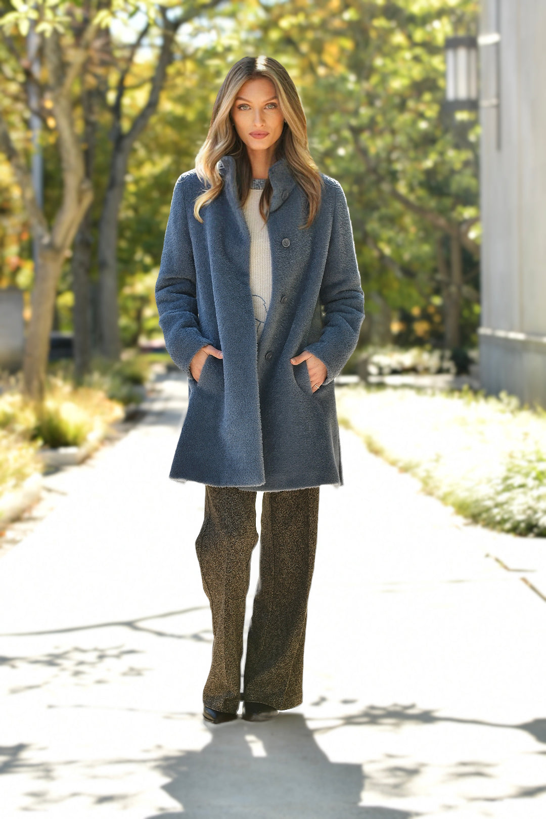 CINZIA ROCCA SMOKEY BLUE COAT