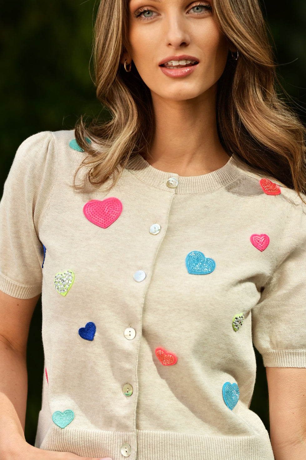 LISA TODD ALMOND ROYAL FLUSH BUTTON SWEATER