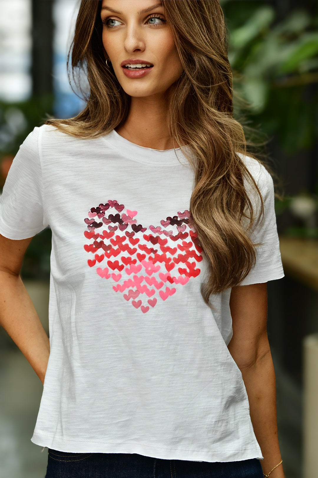 LISA TODD HEART BEATS WHITE TEE