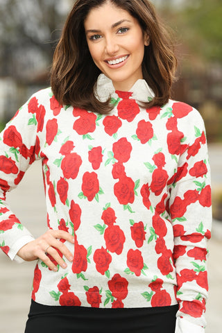 J. SOCIETY RED ROSES SWEATER