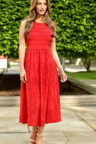 MILLY EYELET RED DRESS