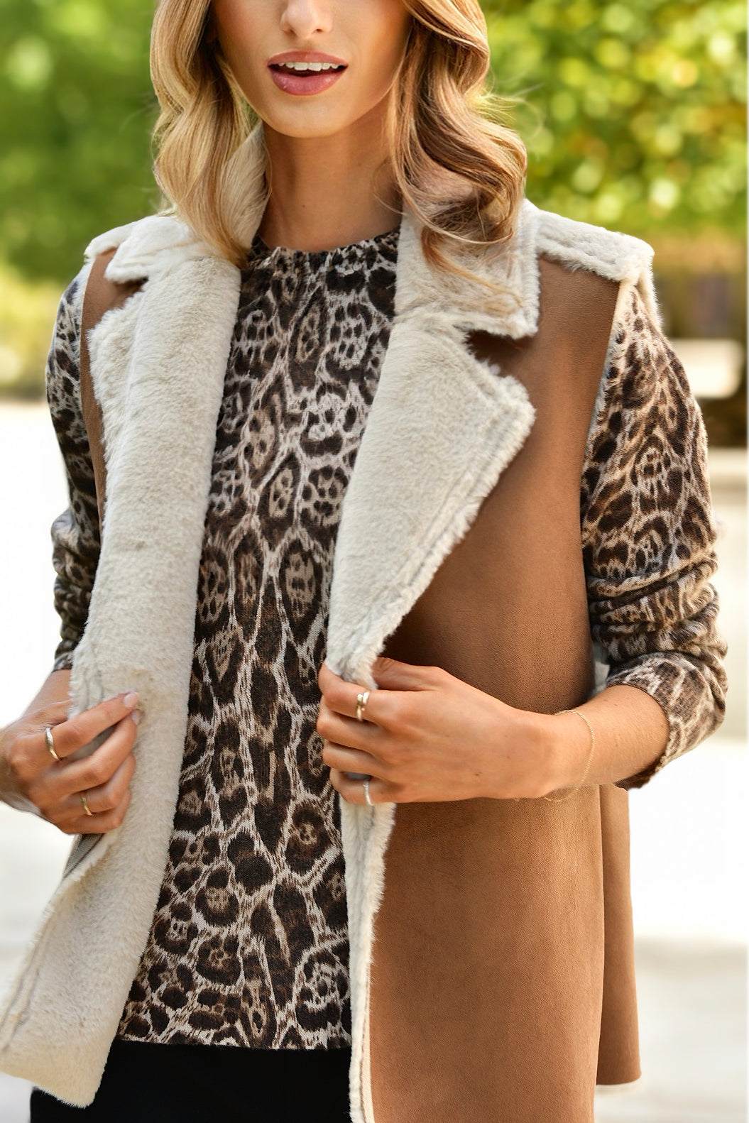 DREW SADDLE FAUX FUR VEST