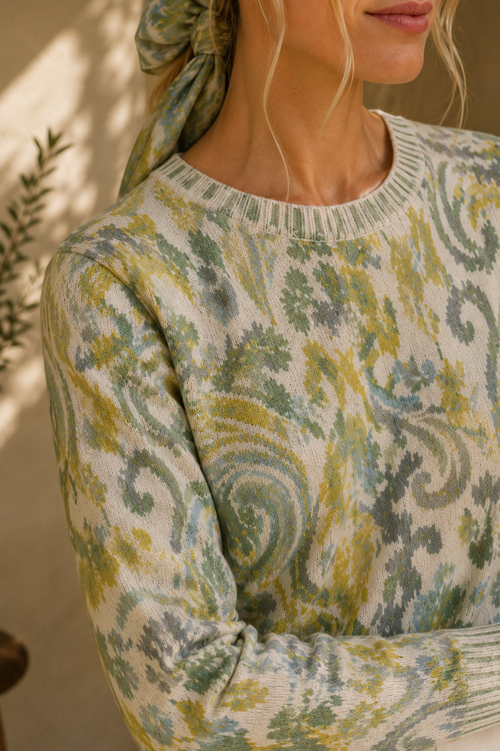 KINROSS PAISLEY CREW NECK SWEATER