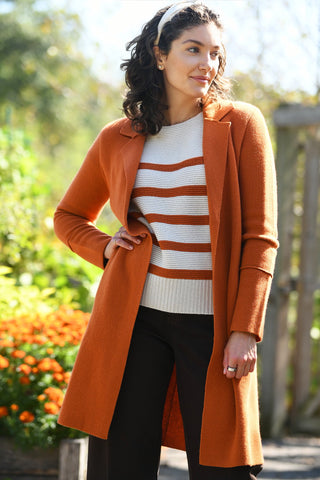 KINROSS NOTCHED COLLAR BRANDY SWEATER COAT
