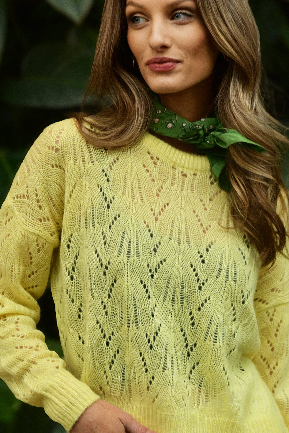 AUTUMN CASHMERE POINTELLE DAFFODIL SWEATER