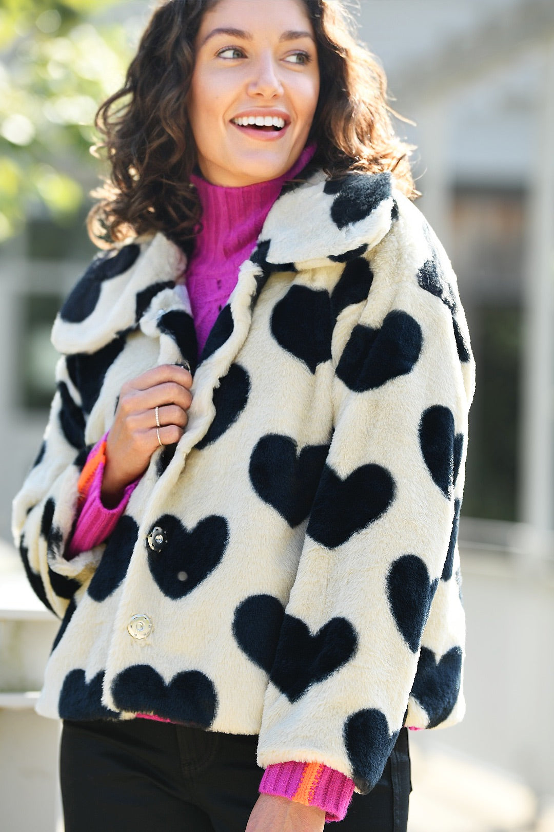 LISA TODD LOVE SHAG HEART SNAP JACKET