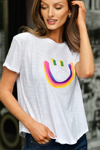 LISA TODD ALL SMILES WHITE TEE