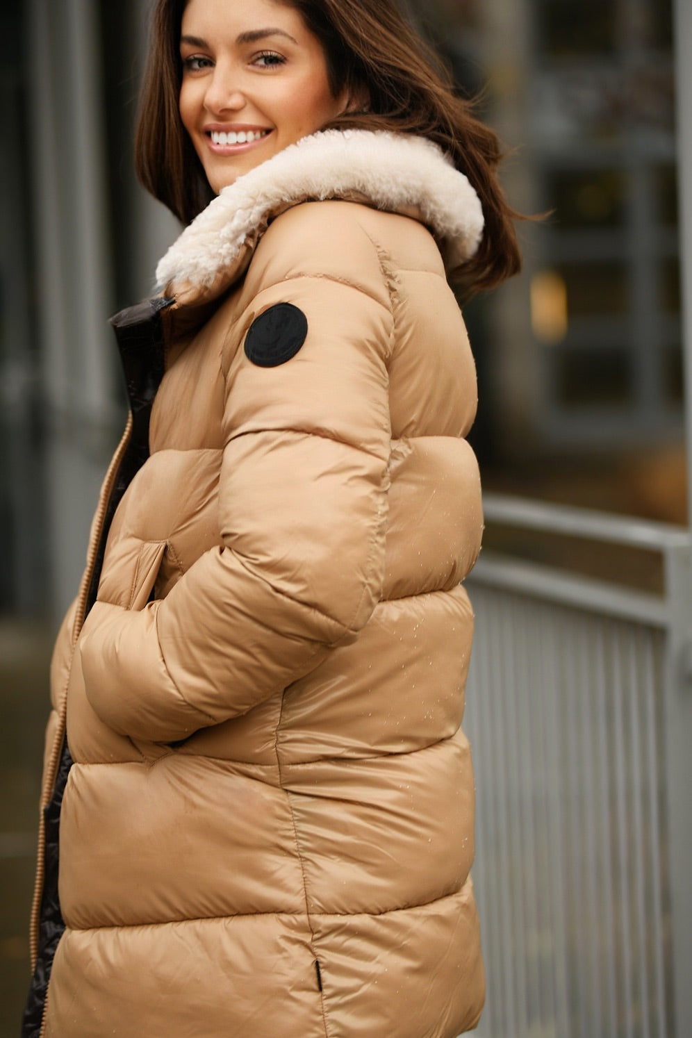 SAVE THE DUCK FAUX FUR COLLAR PUFFER COAT