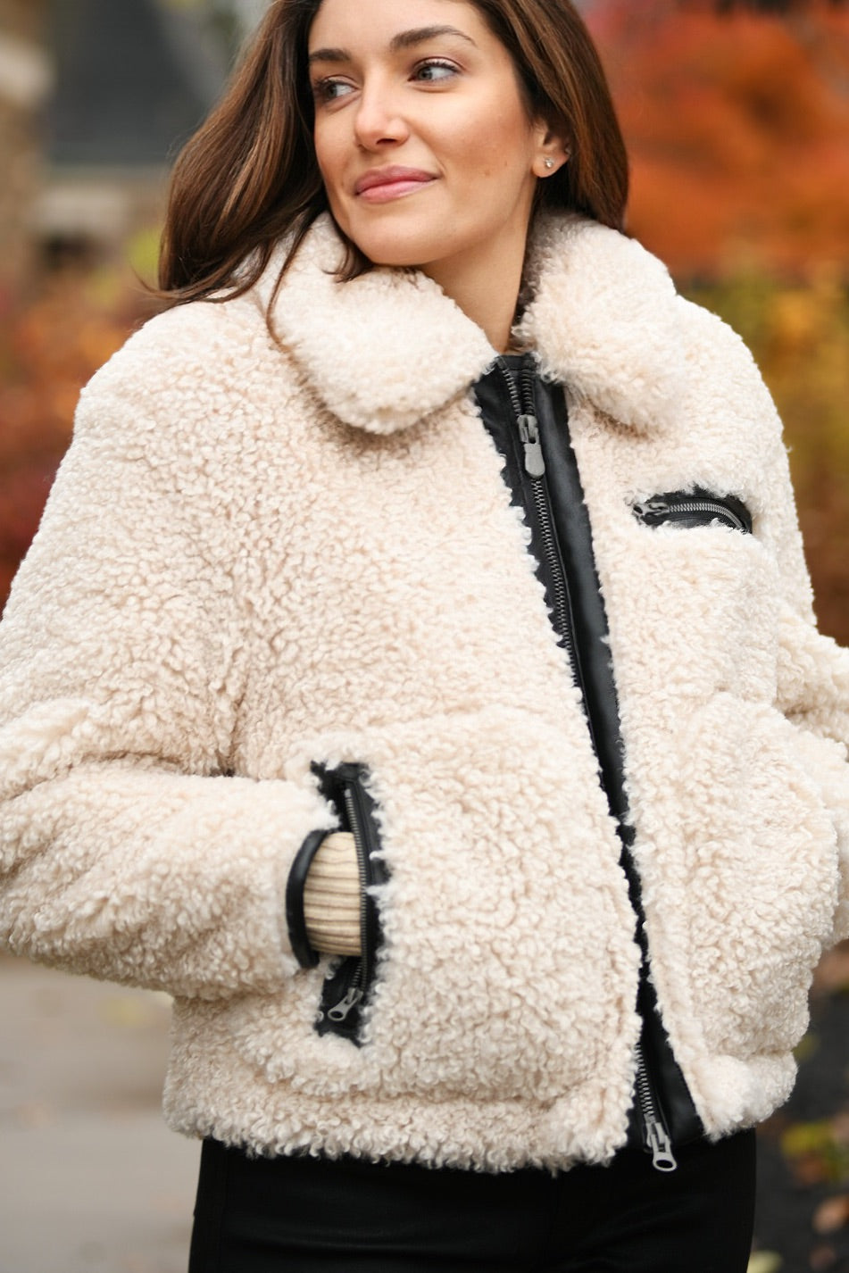 SAVE THE DUCK CURLY FAUX FUR JACKET
