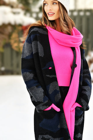 KINROSS CAMO BLUE BLACK LONG CARDIGAN